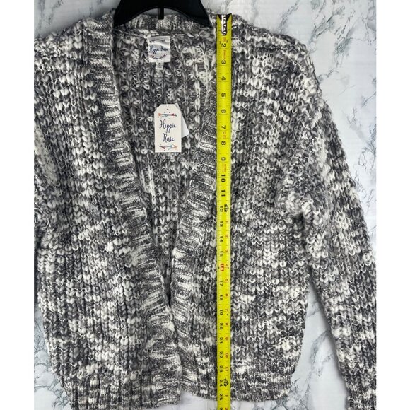 Hippie Rose White Gray Combo Knit Cardigan Sweater Small - Picture 5 of 13